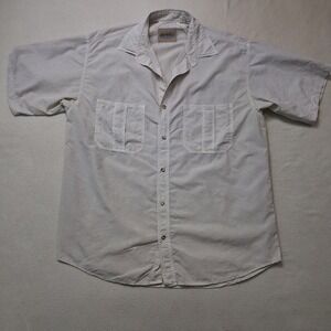 Gramicci Mens Utility Shirt Tan Nylon Short Sleeve Button Down Large Made in USA